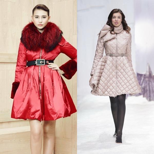 Модный и стильный осенне зимний пуховик-платье с пышной юбкой 2017 год